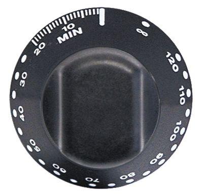 Knap Tid 120min + permanent stilling ø 55mm Akse ø 6x4,6mm Udglatning nede sort