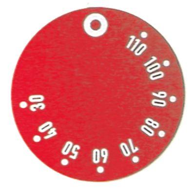 Knapsymbol Termostat T.maks. 110°C 30-110°C rød UD ø 45mm Drejevinkel 310°