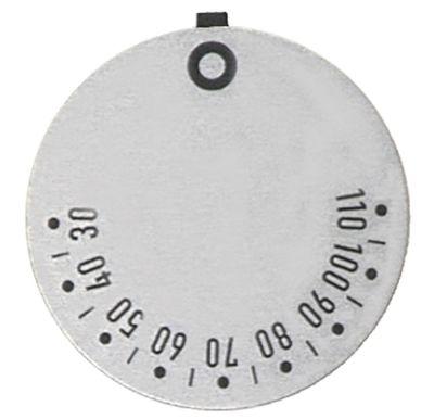 Knapsymbol Termostat T.maks. 110°C 30-110°C sølv UD ø 45mm Drejevinkel 270°