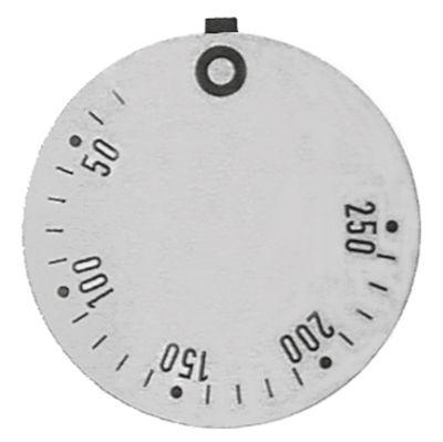 Knapsymbol Termostat T.maks. 250°C 50-250°C sølv UD ø 45mm Drejevinkel 270°