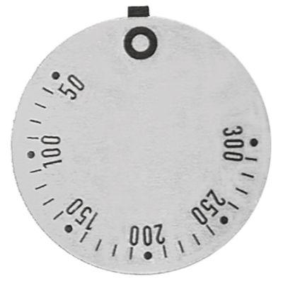 Knapsymbol Termostat T.maks. 300°C 50-300°C sølv UD ø 45mm Drejevinkel 270°