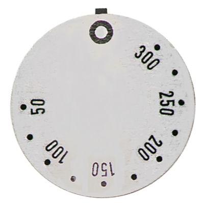 Knapsymbol Termostat T.maks. 300°C 50-300°C sølv UD ø 45mm Drejevinkel 310°