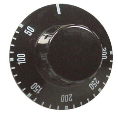 Knap Termostat T.maks. 300°C ø 50mm Akse ø 6x4,6mm Udglatning oppe passer til SILANOS sort H 