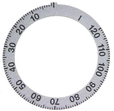 Knapsymbol Tid 120min + permanent stilling  -°C ID ø 455mm sølv UD ø 59mm
