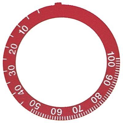 Knapsymbol Termostat T.maks. 100°C 0-100°C ID ø 455mm rød UD ø 59mm Drejevinkel 270°