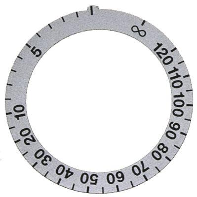 Knapsymbol Tid 120min + permanent stilling  -°C ID ø 455mm sølv UD ø 59mm
