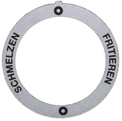 Knapsymbol 0-FRITTIEREN-0-SCHMELZEN  -°C ID ø 455mm sølv UD ø 59mm