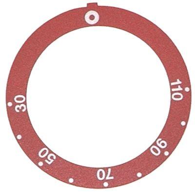 Knapsymbol Termostat T.maks. 110°C 30-110°C ID ø 455mm rød UD ø 59mm Drejevinkel 270°