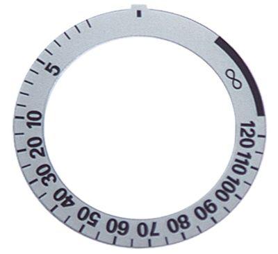 Knapsymbol Tid 120min + permanent stilling  -°C ID ø 455mm sølv UD ø 59mm