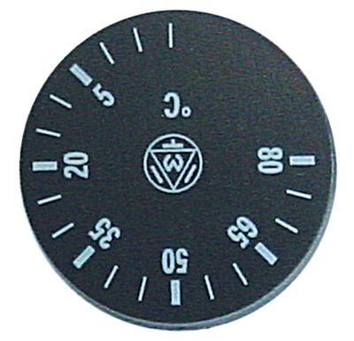 Knap Termostat T.maks. 80°C 0-80°C ø 42mm Akse ø 6x4,6mm Udglatning +135° passer til CF sort
