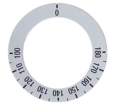 Knapsymbol Termostat T.maks. 180°C 100-180°C sølv Drejevinkel 270°