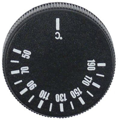 Knap Termostat T.maks. 190°C ø 43mm Akse ø 6x4,6mm Udglatning venstre passer til CF sort