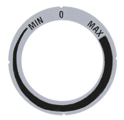 Knapsymbol Energiregulering 1 kreds  -°C ID ø 455mm sølv UD ø 63mm Drejeretning venstre