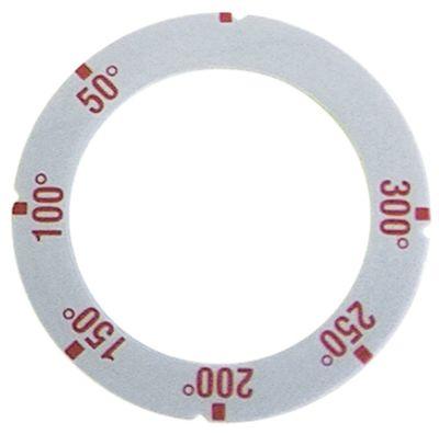 Knapsymbol Termostat T.maks. 300°C 50-300°C ID ø 455mm sølv/rød UD ø 63mm