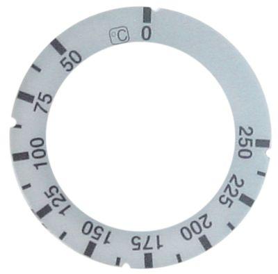 Knapsymbol Termostat T.maks. 250°C 50-250°C ID ø 455mm sølv UD ø 63mm