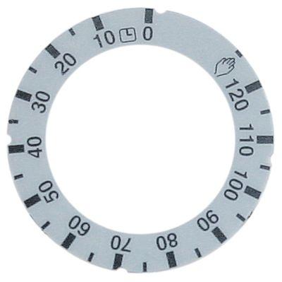 Knapsymbol Tid 120min  -°C ID ø 455mm sølv UD ø 63mm
