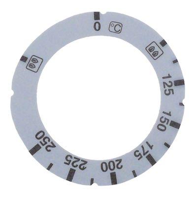 Knapsymbol Gastermostat T.maks. 250°C ID ø 455mm sølv UD ø 63mm
