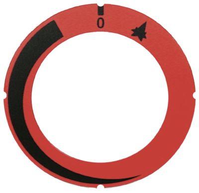 Knapsymbol Gastermostat trinløs  -°C ID ø 455mm rød UD ø 63mm