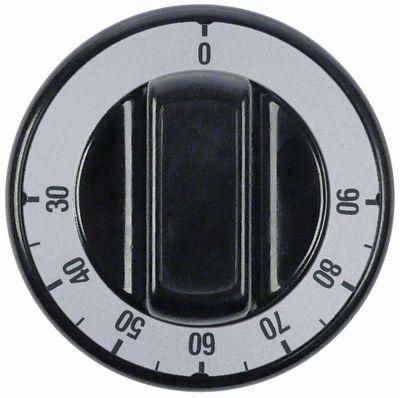 Knap Termostat T.maks. 90°C 30-90°C ø 70mm Akse ø 6x4,6mm Udglatning universel sort/sølv