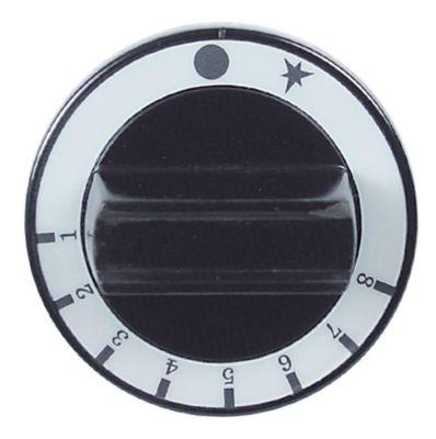 Knap Gastermostat 1-8 ø 60mm Akse ø 8x6,5mm Udglatning oppe sort