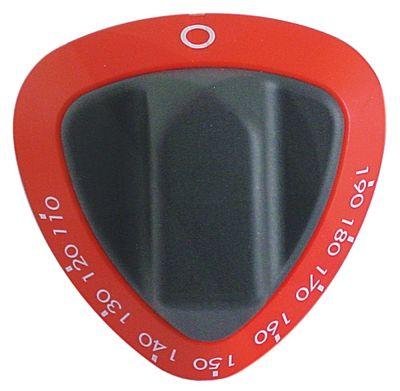 Knap Termostat T.maks. 190°C 110-190°C Akse ø 6x4,6mm Udglatning oppe rød