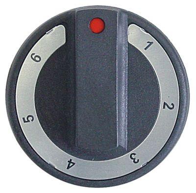 Knap Kontakt 7-takt  -°C ø 77mm Akse ø 6x4,6mm Udglatning oppe sort