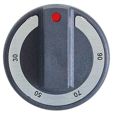 knob thermostat t.max. 90°C ø 77mm shaft ø 6x4.6mmshaft flat upper black temperature range 30-90°C