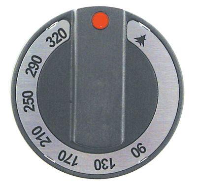 Knap Gastermostat T.maks. 320°C 90-320°C ø 65mm Akse ø 10x8mm Udglatning oppe sort