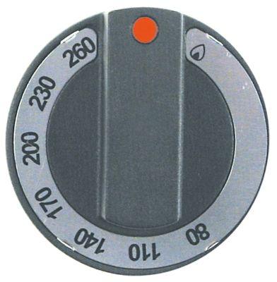 Knap Gastermostat T.maks. 260°C 80-200°C ø 65mm Akse ø 10x8mm Udglatning oppe sort