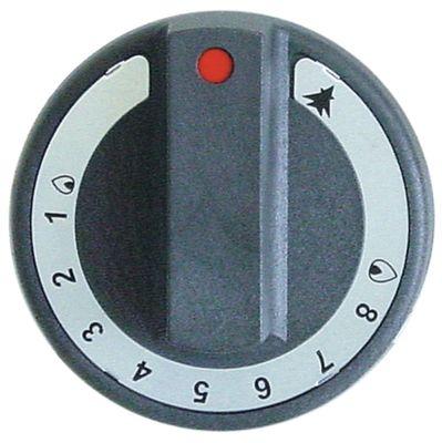 Knap Gastermostat 1-8 ø 77mm Akse ø 10x8mm Udglatning nede sort