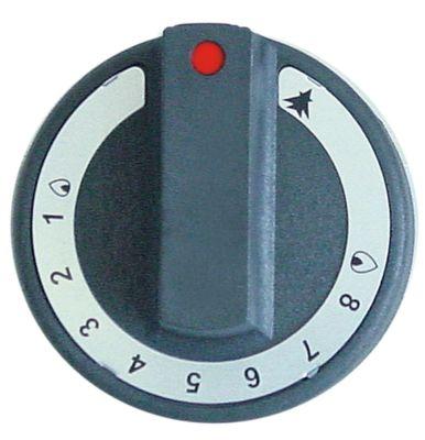 Knap Gastermostat 1-8 ø 77mm Akse ø 10x8mm Udglatning højre sort