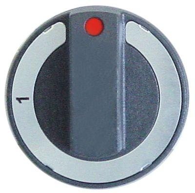 Knap Kontakt 0-1 ø 65mm Akse ø 6x4,6mm Udglatning oppe sort