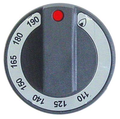 Knap Gastermostat T.maks. 190°C 110-190°C ø 65mm Akse ø 10x8mm Udglatning oppe sort