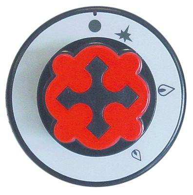 Knap Gashane med tændflamme  -°C ø 70mm Akse ø 8x6,5mm Udglatning nede passer til OFFCAR