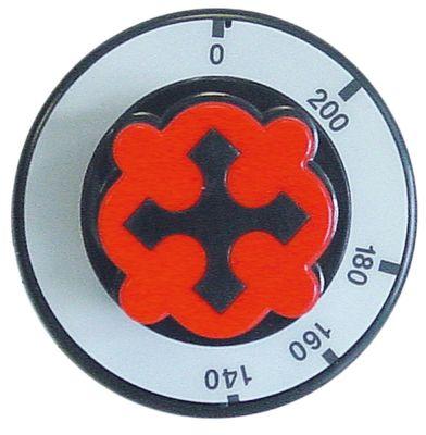 Knap Termostat T.maks. 200°C ø 70mm Akse ø 6x4,6mm Udglatning oppe passer til OFFCAR