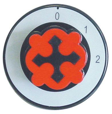 Knap Kontakt 0-1-2 ø 70mm Akse ø 6x4,6mm Udglatning oppe passer til OFFCAR