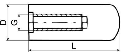 Cylindergreb Gevind M10 Plastik ø 24mm L 80mm Boring ø 136mm