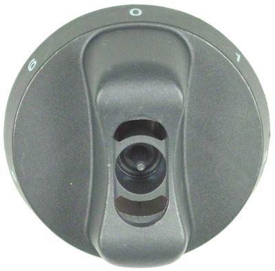 Knap Kontakt 7-takt ø 65mm Akse ø 6x4,6mm Udglatning nede sort