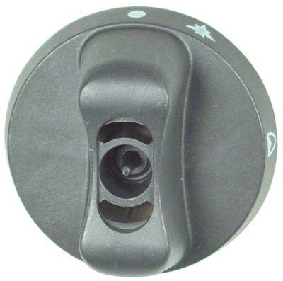 Knap Gashane med tændflamme ø 65mm Akse ø 8x6,5mm Udglatning nede sort