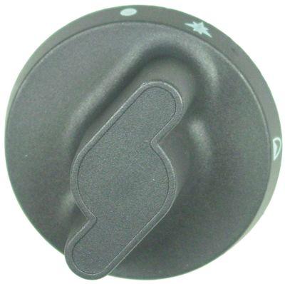 Knap Gashane med tændflamme ø 73mm Akse ø 8x6,5mm Udglatning nede sort