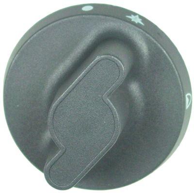 Knap Gashane med tændflamme ø 73mm Akse ø 10x8mm Udglatning nede sort