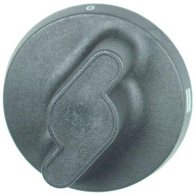 Knap Kontakt 4-takt ø 73mm Akse ø 6x4,6mm Udglatning oppe sort