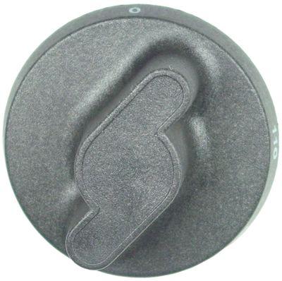 Knap Termostat T.maks. 110°C ø 73mm Akse ø 6x4,6mm Udglatning nede sort Arbejdsområde 0-110°C