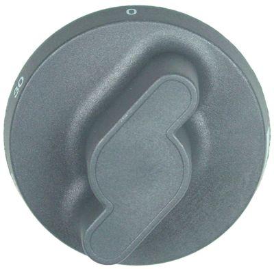 Knap Termostat T.maks. 100°C ø 73mm Akse ø 6x4,6mm Udglatning nede sort Arbejdsområde 0-100°C