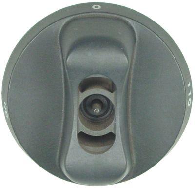 Knap Termostat T.maks. 110°C ø 65mm Akse ø 6x4,6mm Udglatning nede sort Arbejdsområde 30-110°