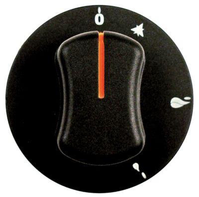 Knap Gashane med tændflamme  -°C ø 70mm Akse ø 8x6,5mm Udglatning oppe