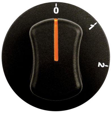 Knap Kontakt 0-1-2 ø 70mm Akse ø 6x4,6mm Udglatning oppe