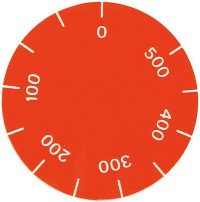 Knapsymbol Termostat T.maks. 500°C rød UD ø 42mm