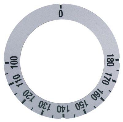 Knapsymbol Termostat T.maks. 180°C 100-180°C ID ø 455mm sølv UD ø 63mm Drejevinkel 270°