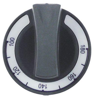 Knap Termostat T.maks. 180°C 100-180°C ø 60mm Akse ø 6x4,6mm Udglatning oppe grå